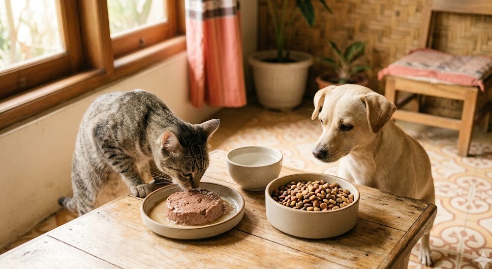 Wet Food vs Dry Food Kucing dan Anjing: Pro-Con, Hidrasi, dan Kapan Pilih Mana